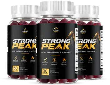 Three bottles of Strong Peak Men's Performance Support gummies